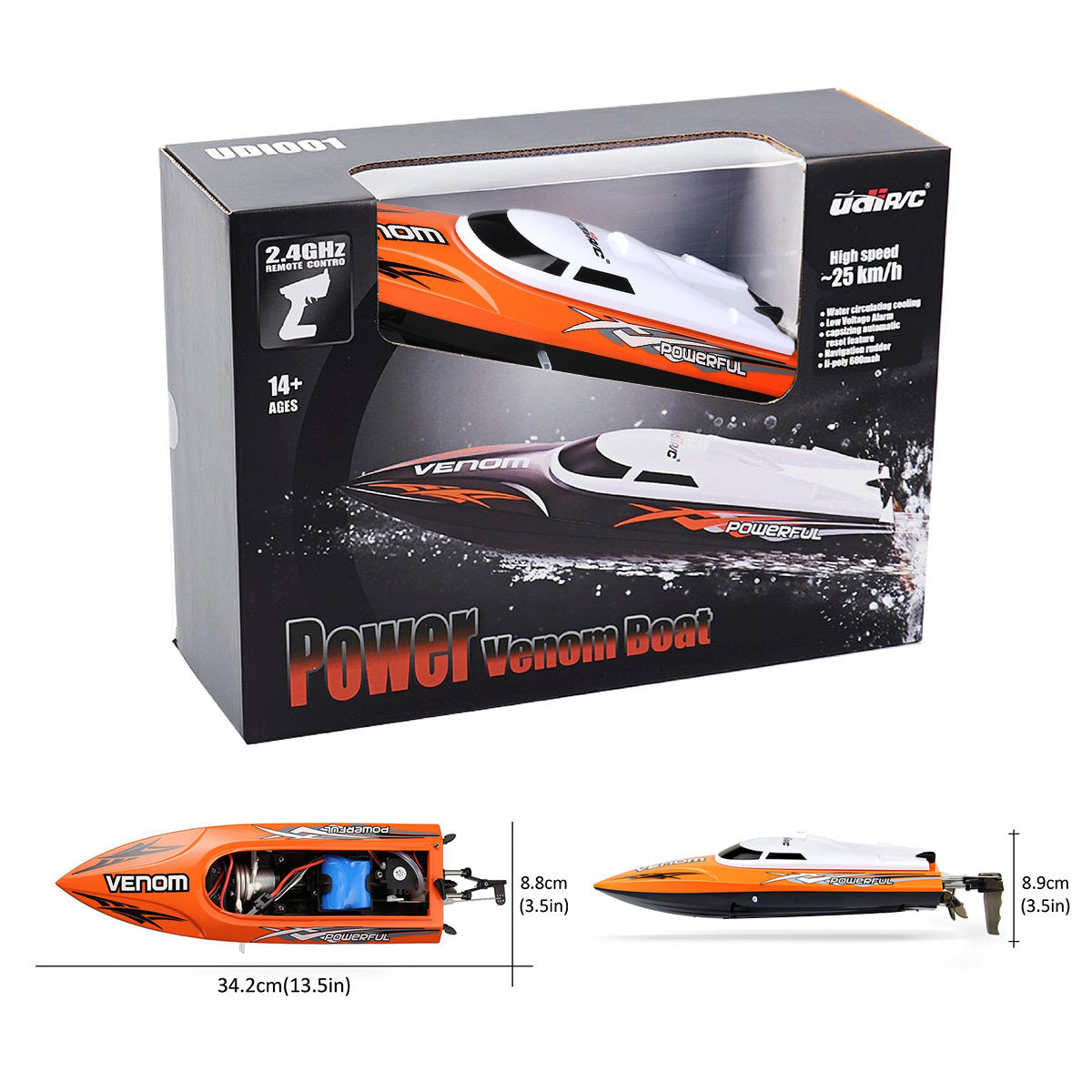 Venom High Speed Remote Control RC Boat Toys - 25KM/H