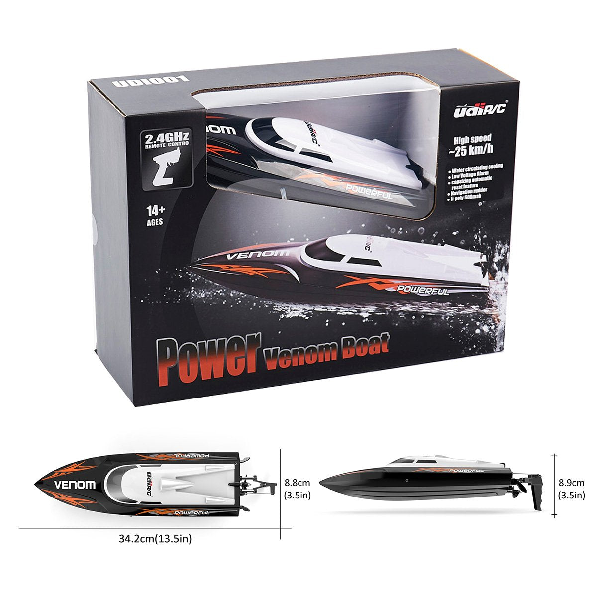 Venom High Speed Remote Control RC Boat Toys - 25KM/H