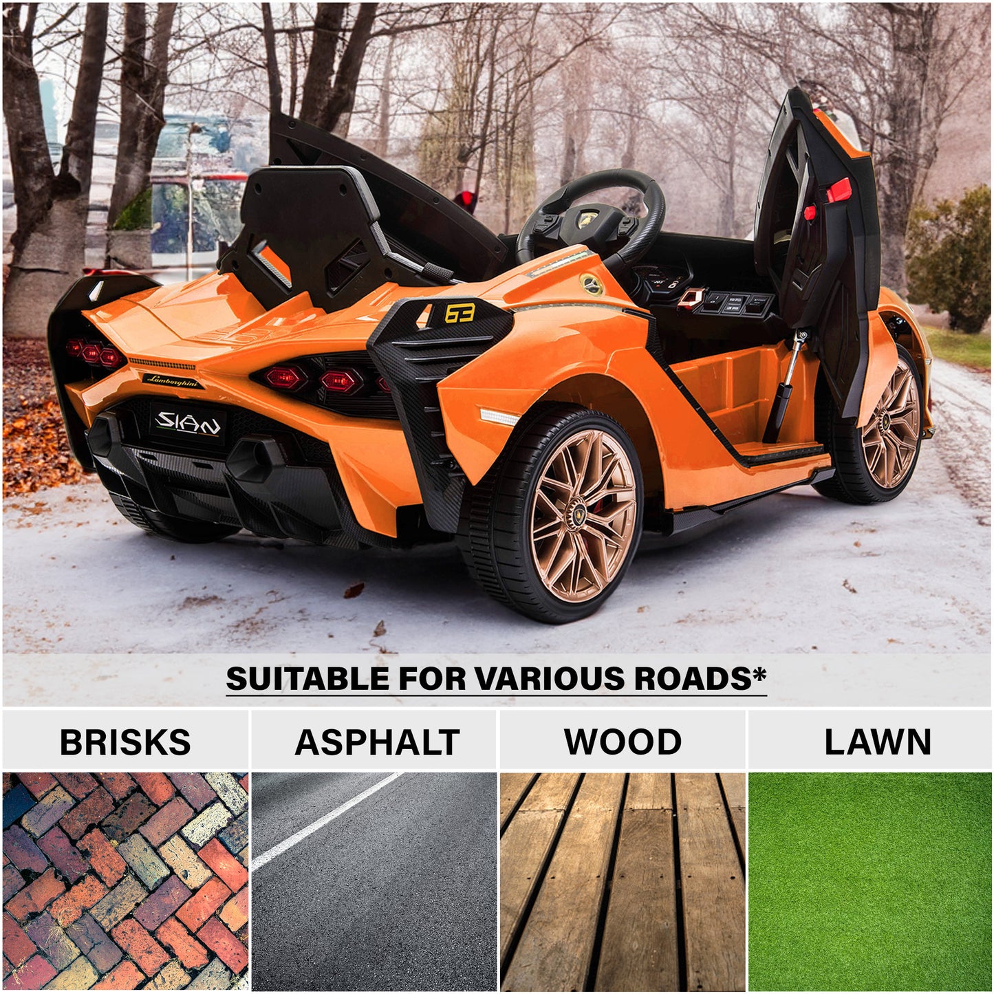 Lamborghini SIAN FKP 37 12V Ride on Car with Scissor Doors and Remote Control, Licensed