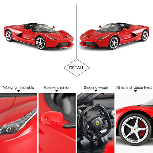 Ferrari LaFerrari Aperta RC Car 1/14 Scale Licensed Remote Control Toy Car with Drift Function, Open Doors and Working Lights by Rastar