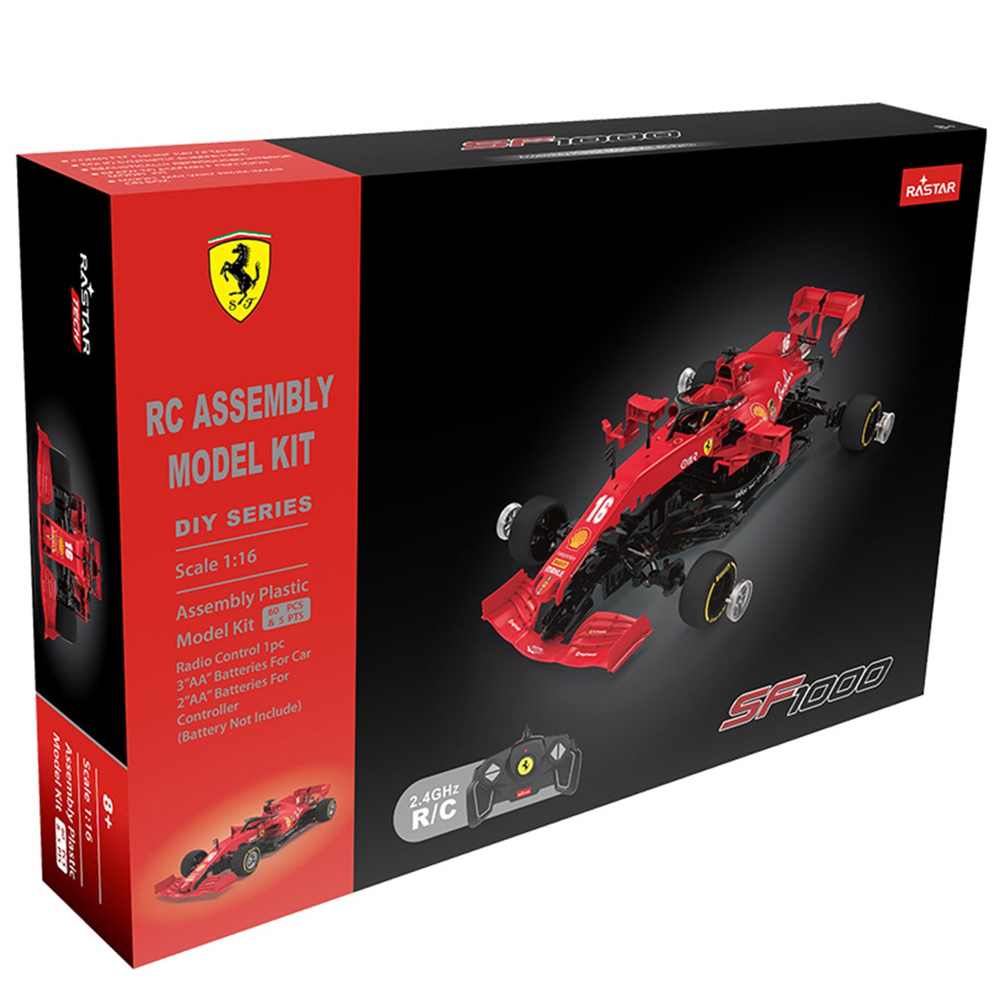 Ferrari SF1000 F1 Supercar 1/16 Scale DIY Building Kit Licensed with Remote Control and Customization Stickers by Rastar, 65pcs