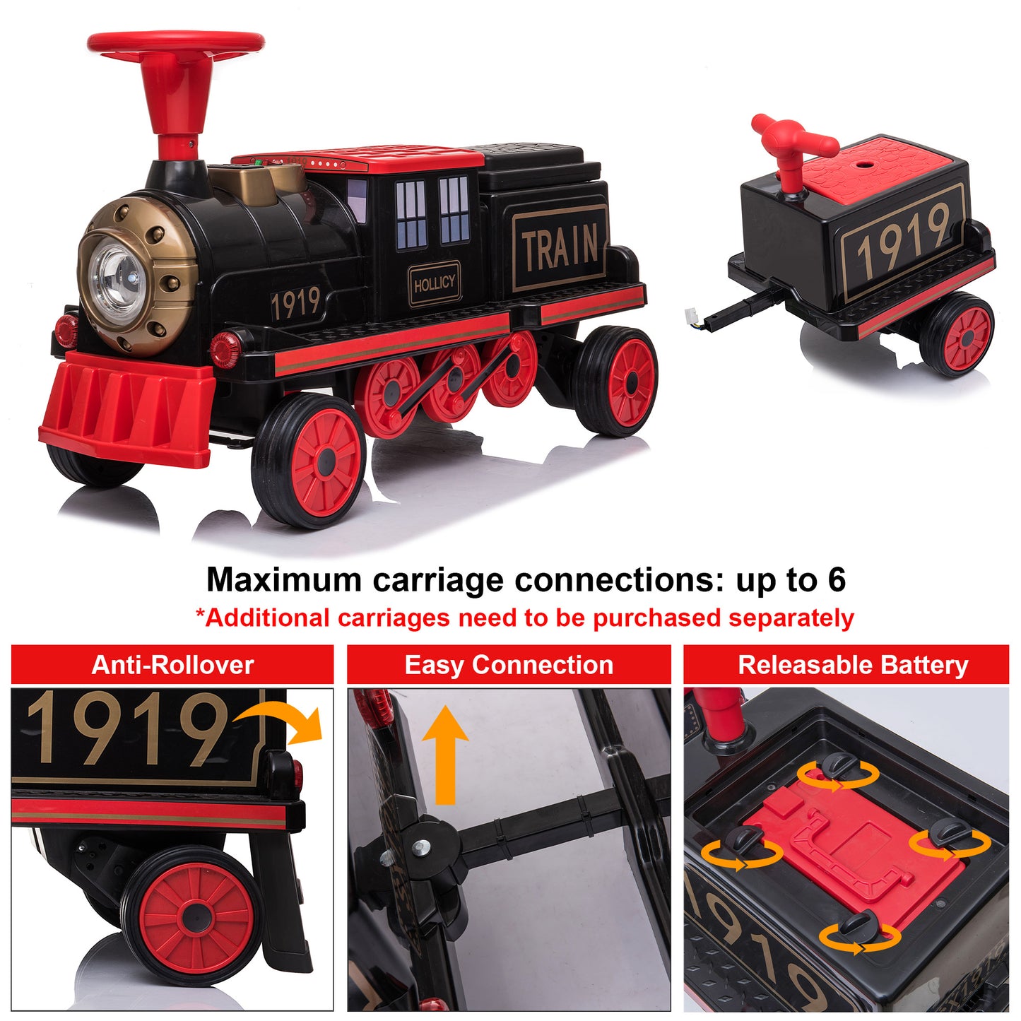 Locomotive Train with Carriage for Kids and Parents 12V