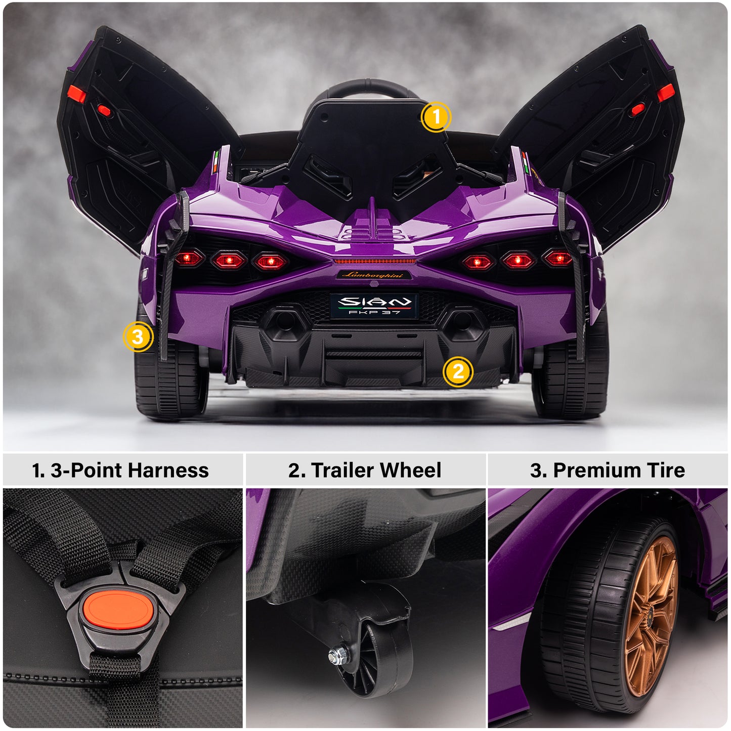 Lamborghini SIAN FKP 37 12V Ride on Car with Scissor Doors and Remote Control, Licensed
