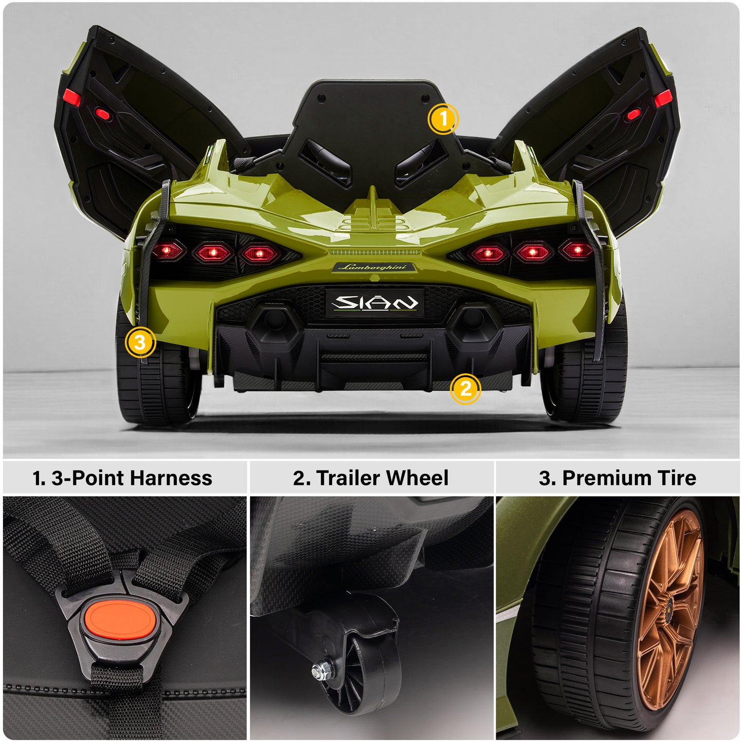 Lamborghini SIAN FKP 37 12V Ride on Car with Scissor Doors and Remote Control, Licensed