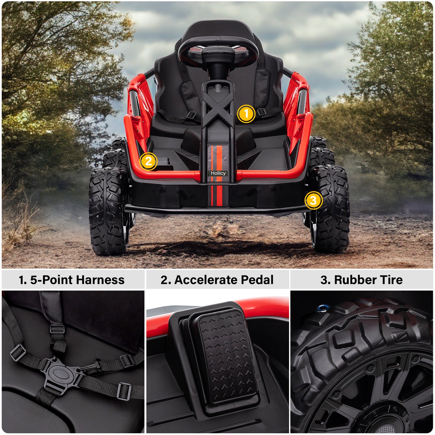 6 Wheel UTV 24V/12V Ride on Car with Remote Control, 4WD/2WD, EVA Tires