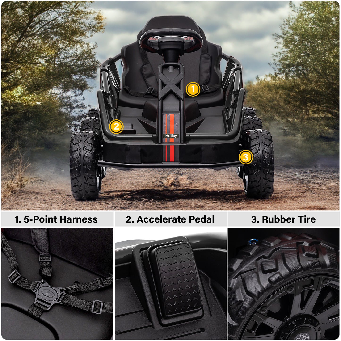 6 Wheel UTV 24V/12V Ride on Car with Remote Control, 4WD/2WD, EVA Tires