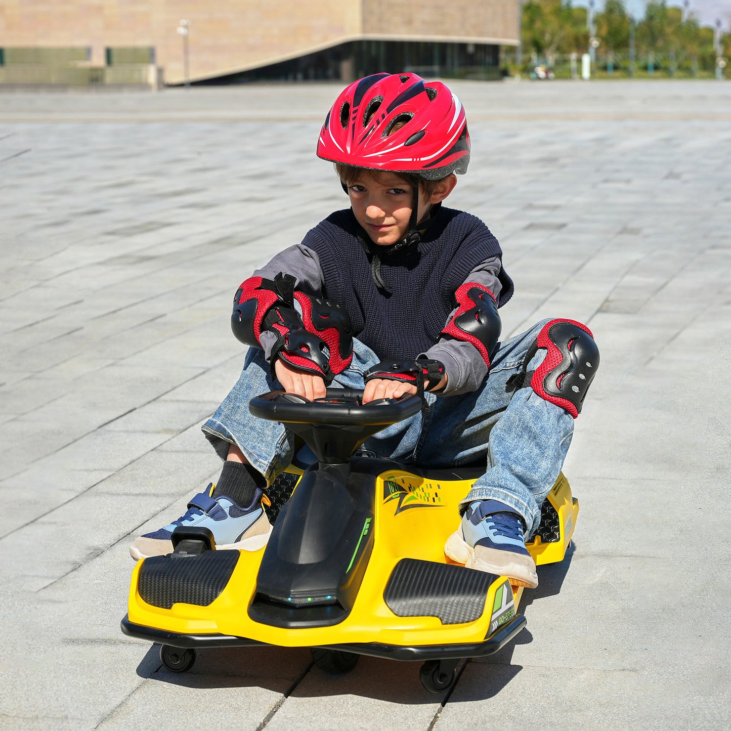 Brushless High-Speed 24V Go Kart, ThunderDrift™ Outdoor Racer Drifter with Variable Speed Throttle and Bonus Protective Gears