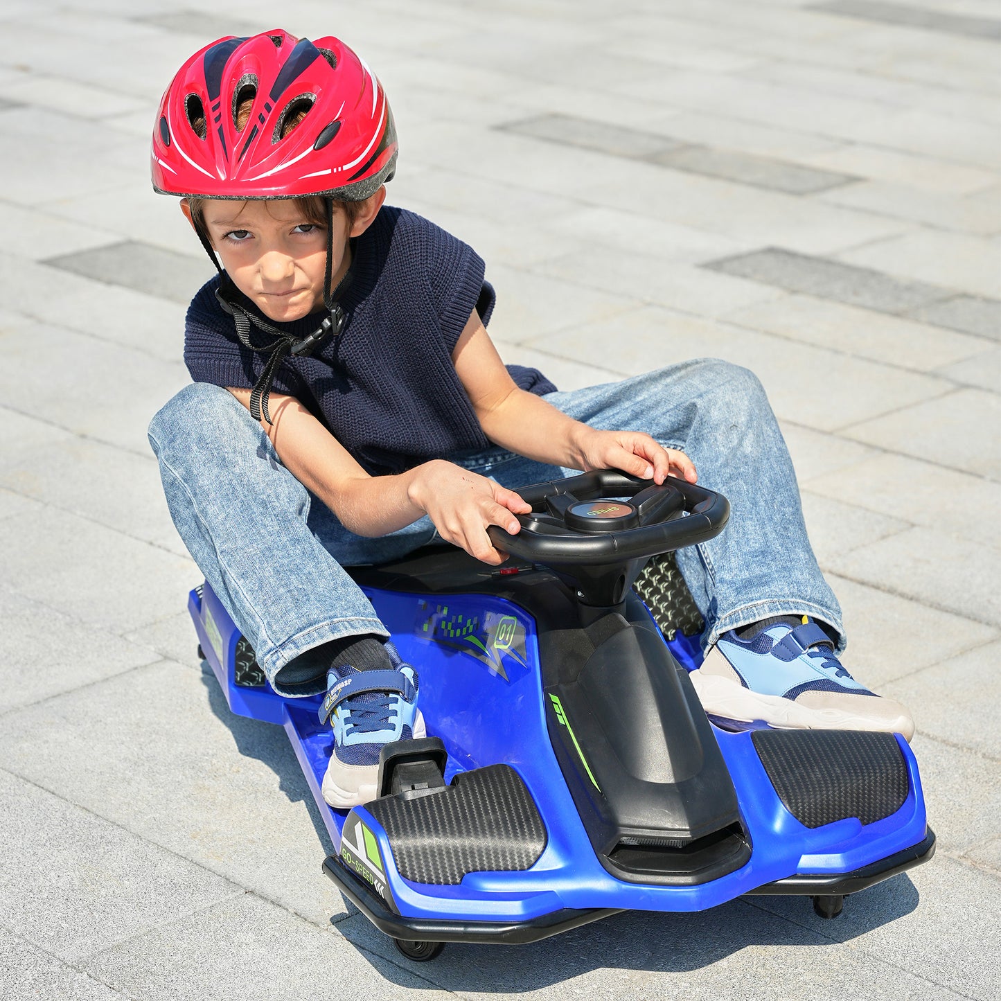 Brushless High-Speed 24V Go Kart, ThunderDrift™ Outdoor Racer Drifter with Variable Speed Throttle and Bonus Protective Gears