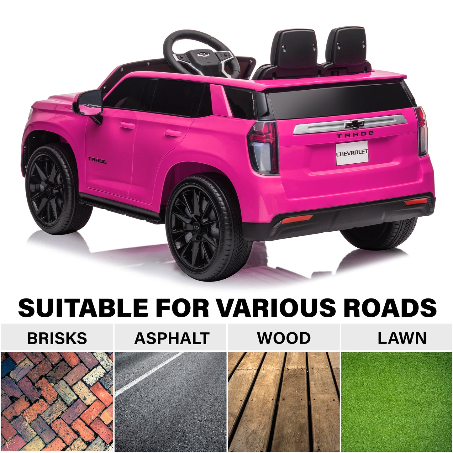 Licensed Chevrolet Tahoe Ride On Car 12V , Kids Ride On Car with Remote Control, 3 Speeds, Spring Suspension, LED Light, Horn, Music, Electric Kids Car