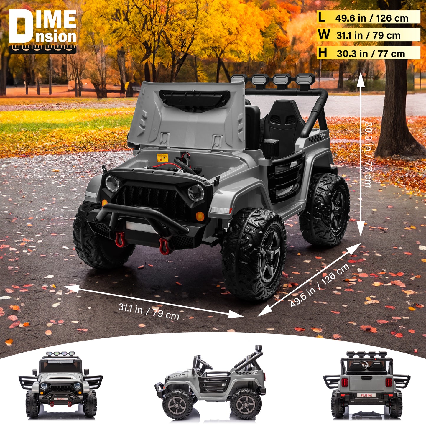 HAVOC 2 Seater Jeep 12V/24V Kids Ride On Car Toy with Open Doors, Realistic Lights and Remote Control