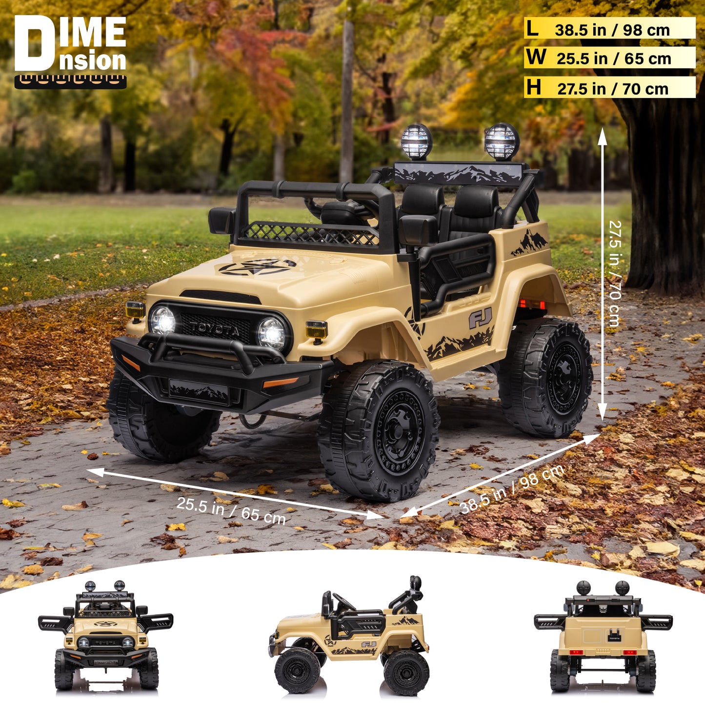 Licensed 12V Toyota FJ Cruiser Ride On Car Toy - 1 Seater | LED | Bluetooth Music | Remote & Pedal Mode