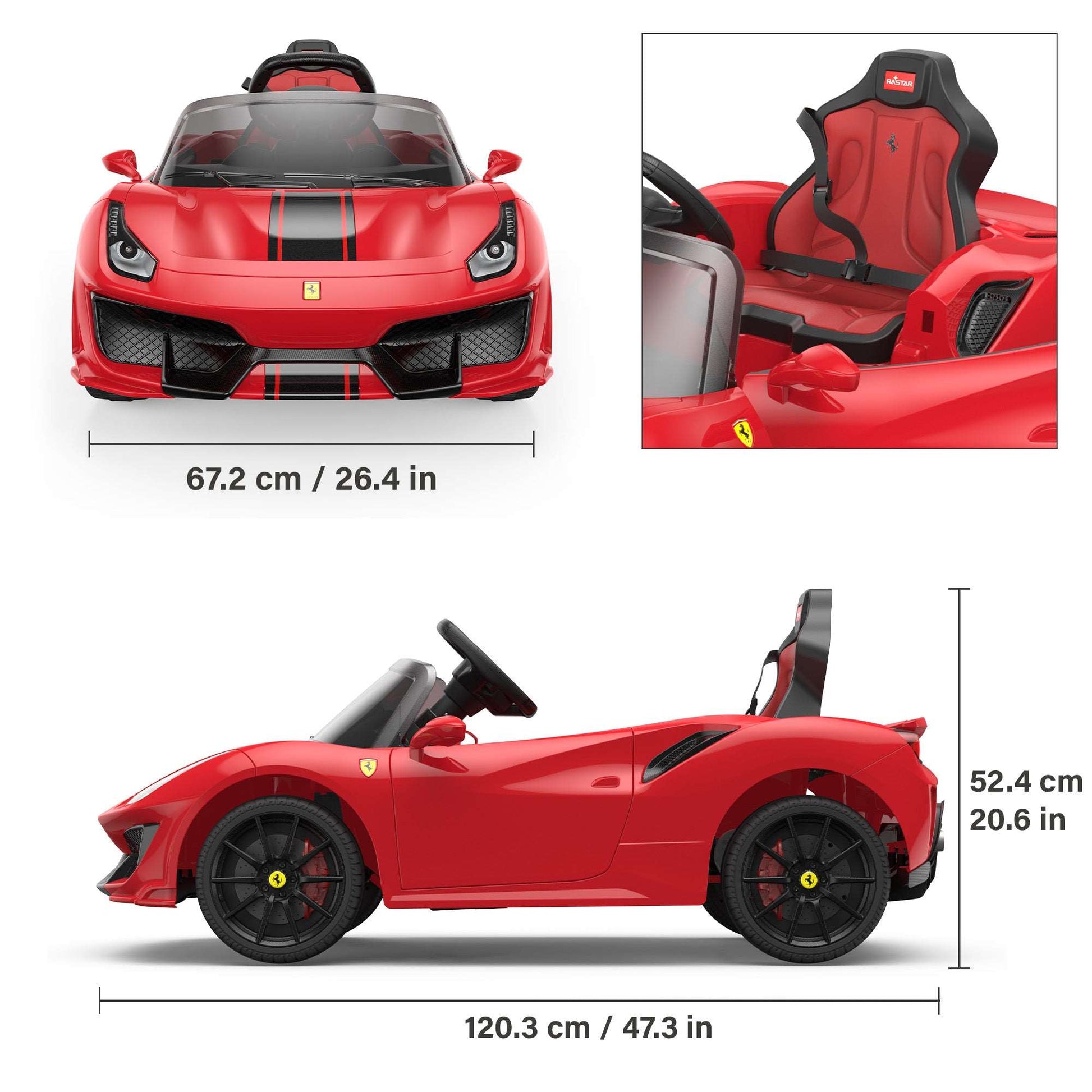 Ferrari 488 Pista Spider 12V with Leather Seat and Remote Control, Licensed