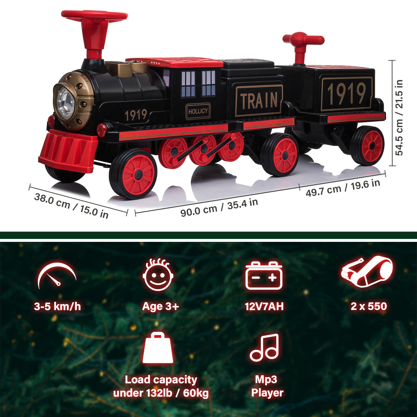 Locomotive Train with Carriage for Kids and Parents 12V