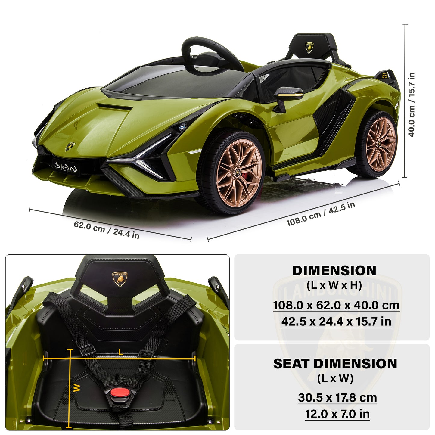 Lamborghini SIAN FKP 37 12V Ride on Car with Scissor Doors and Remote Control, Licensed
