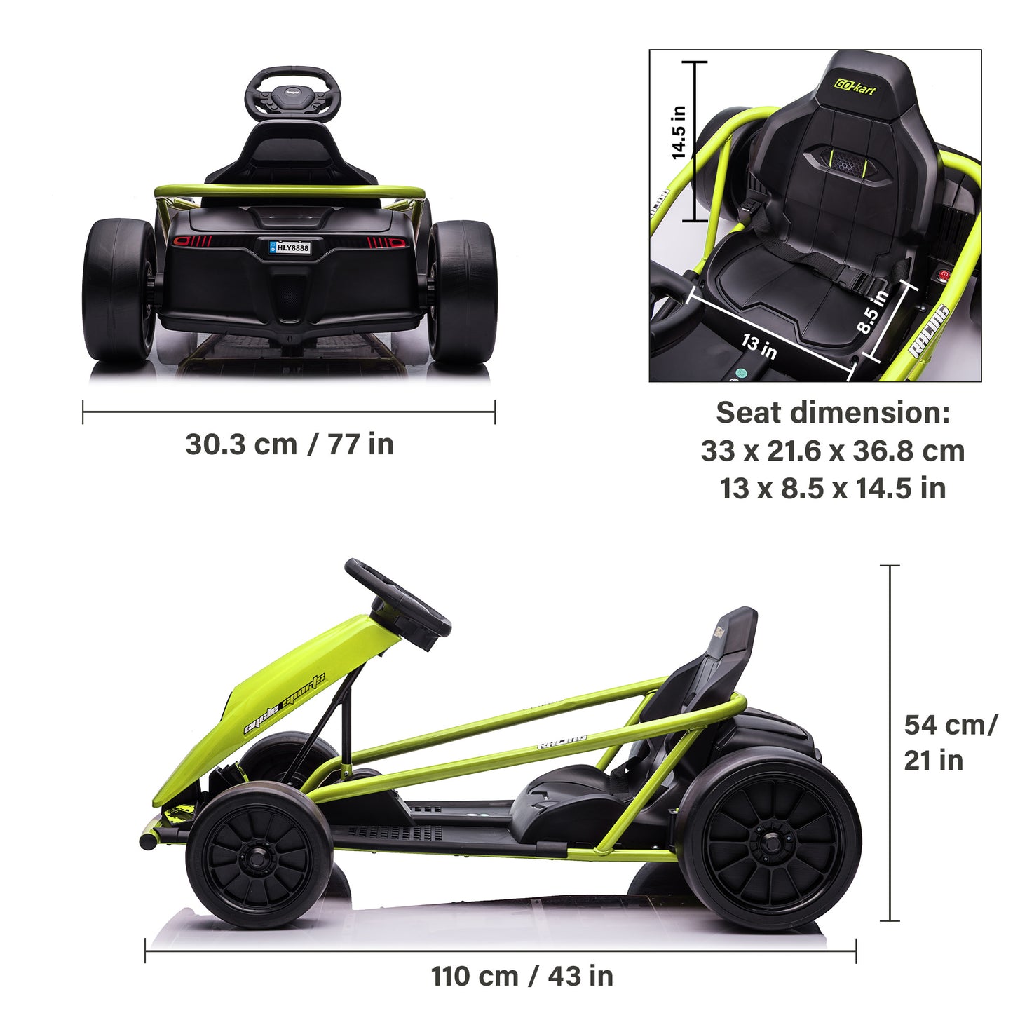GoKart Outdoor Racer Drifter with Seat Belt 24V High-Speed