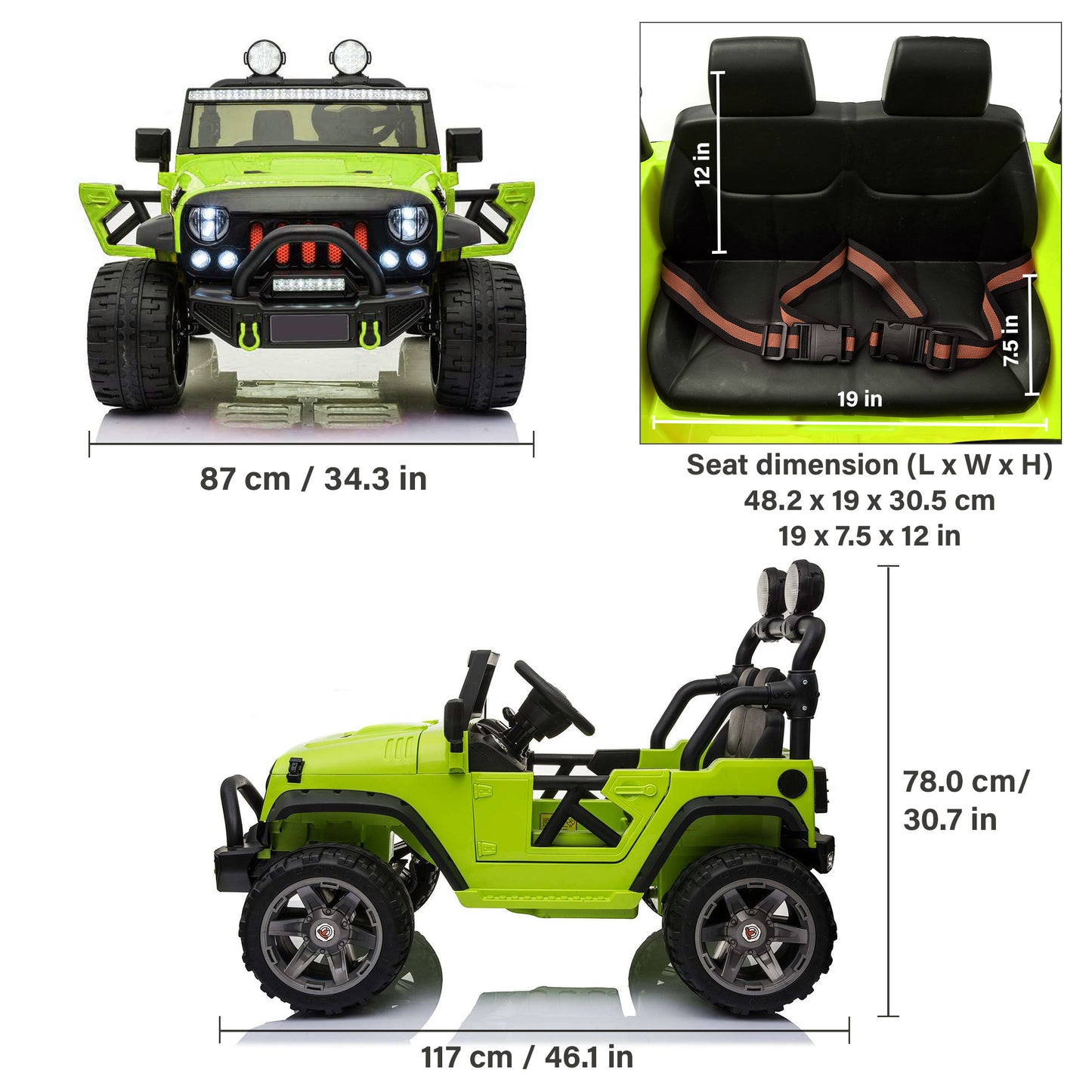 Jeep Wrangler 12V & 24V 2 Seater Classic Ride on Car Toy with Remote Control and MP3 Player