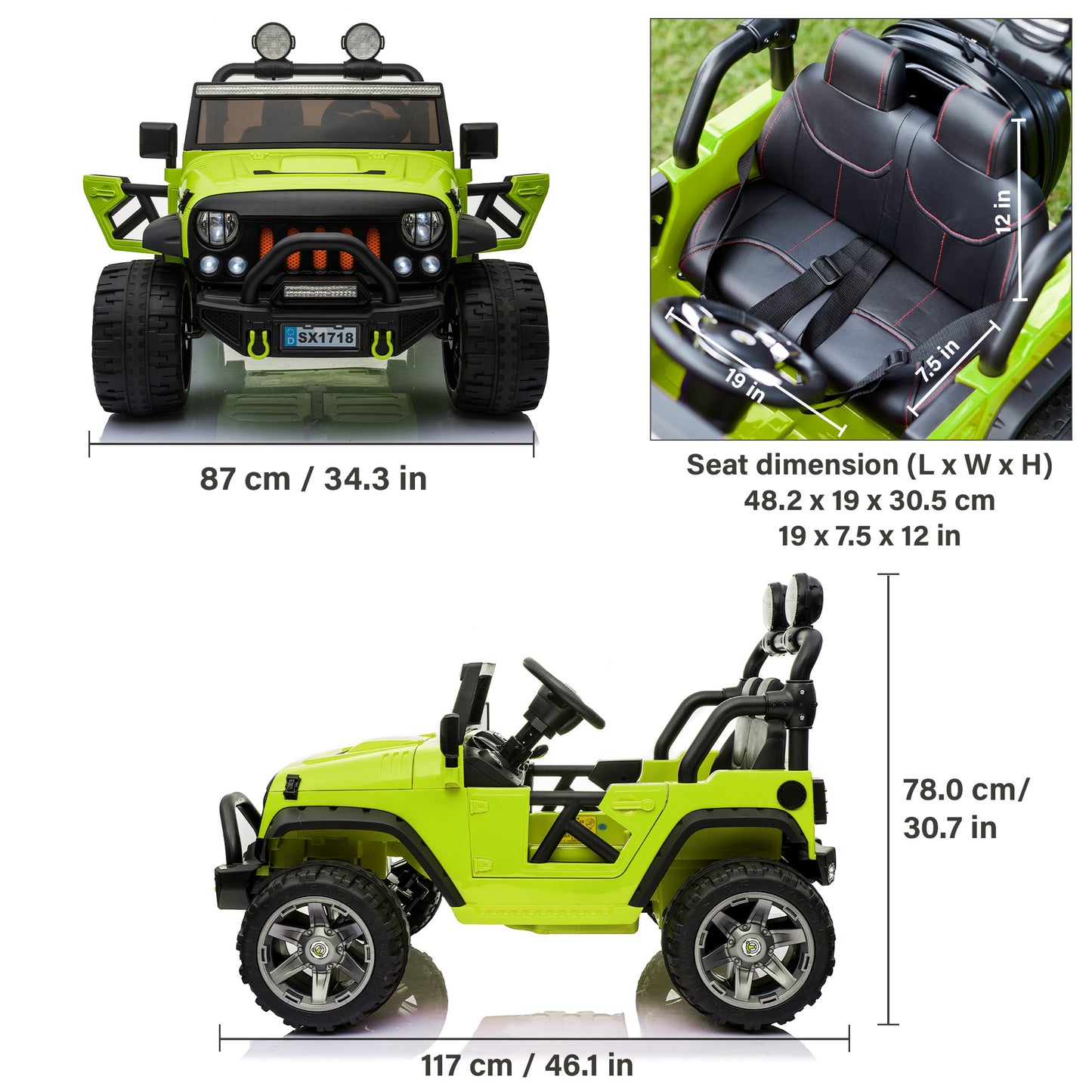 Jeep Wrangler 12V & 24V 2 Seater Classic Ride on Car Toy with Remote Control and MP3 Player