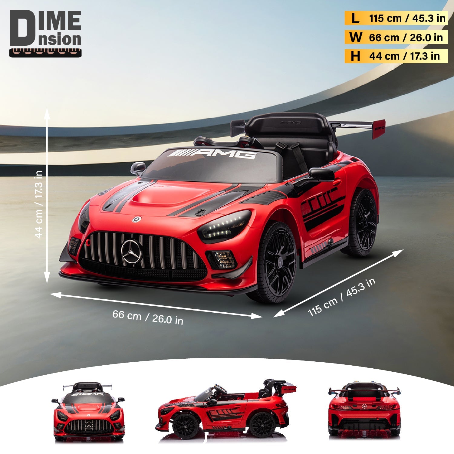 Ride-on car parked in garage like real car