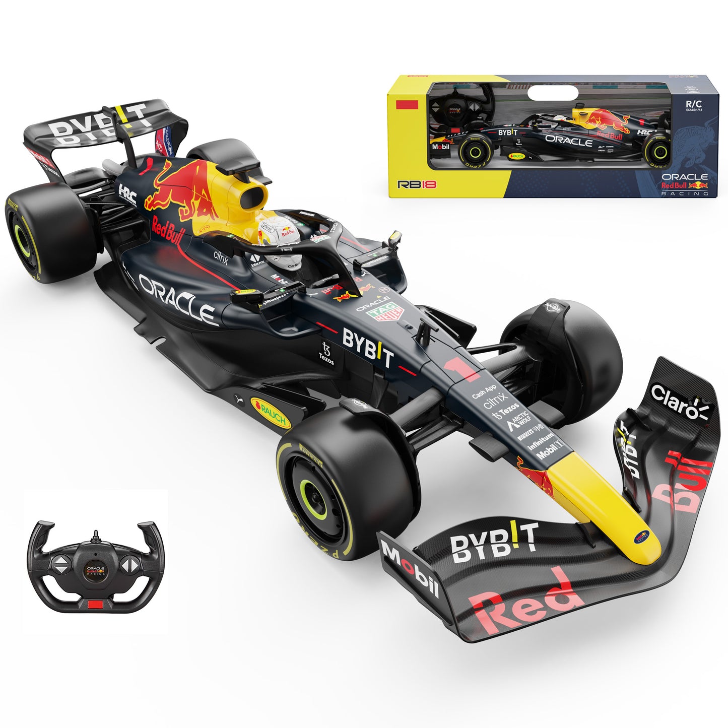 Oracle Red Bull Racing RB18 RC Car 1/12 Scale Licensed Remote Control Toy Car, Official F1 Merchandise by Rastar