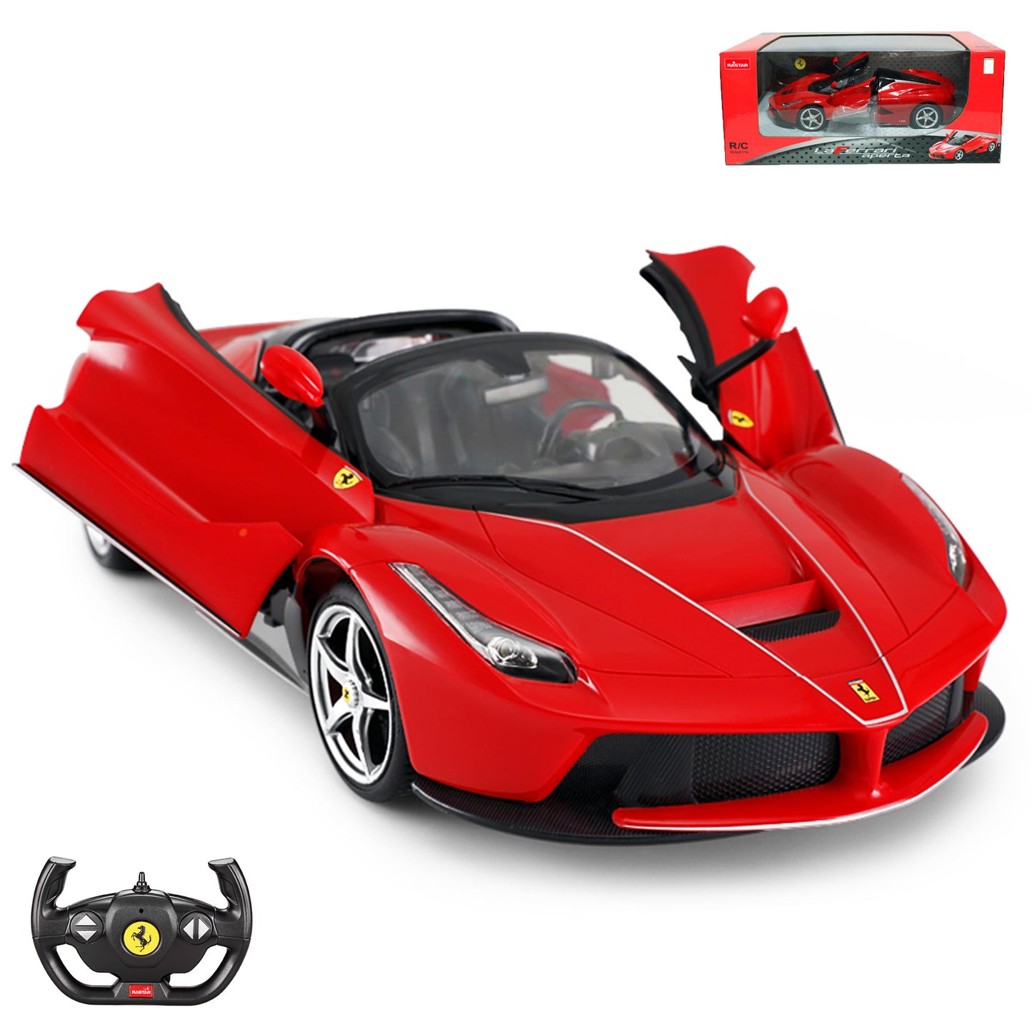 Ferrari LaFerrari Aperta RC Car 1/14 Scale Licensed Remote Control Toy Car with Drift Function, Open Doors and Working Lights by Rastar