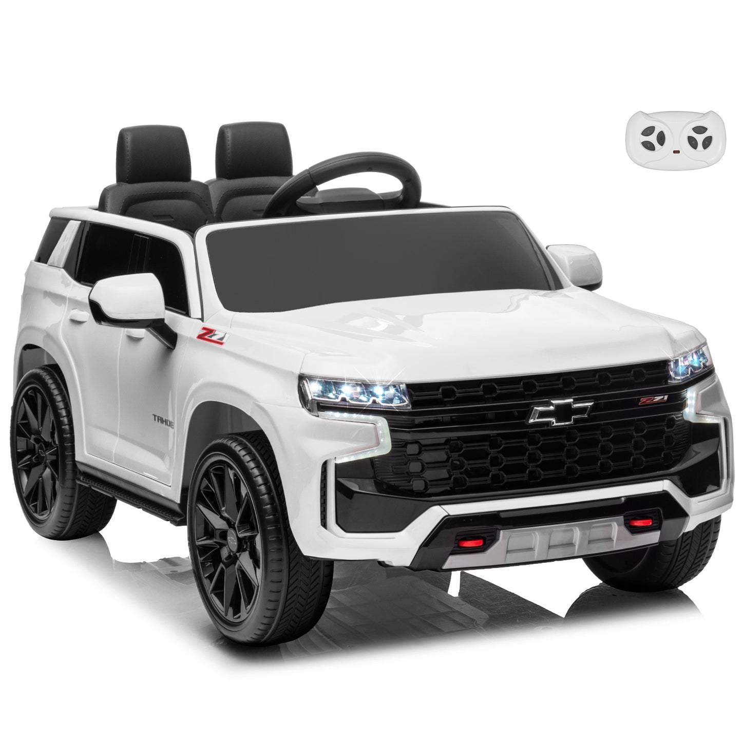Licensed Chevrolet Tahoe Ride On Car 12V , Kids Ride On Car with Remote Control, 3 Speeds, Spring Suspension, LED Light, Horn, Music, Electric Kids Car