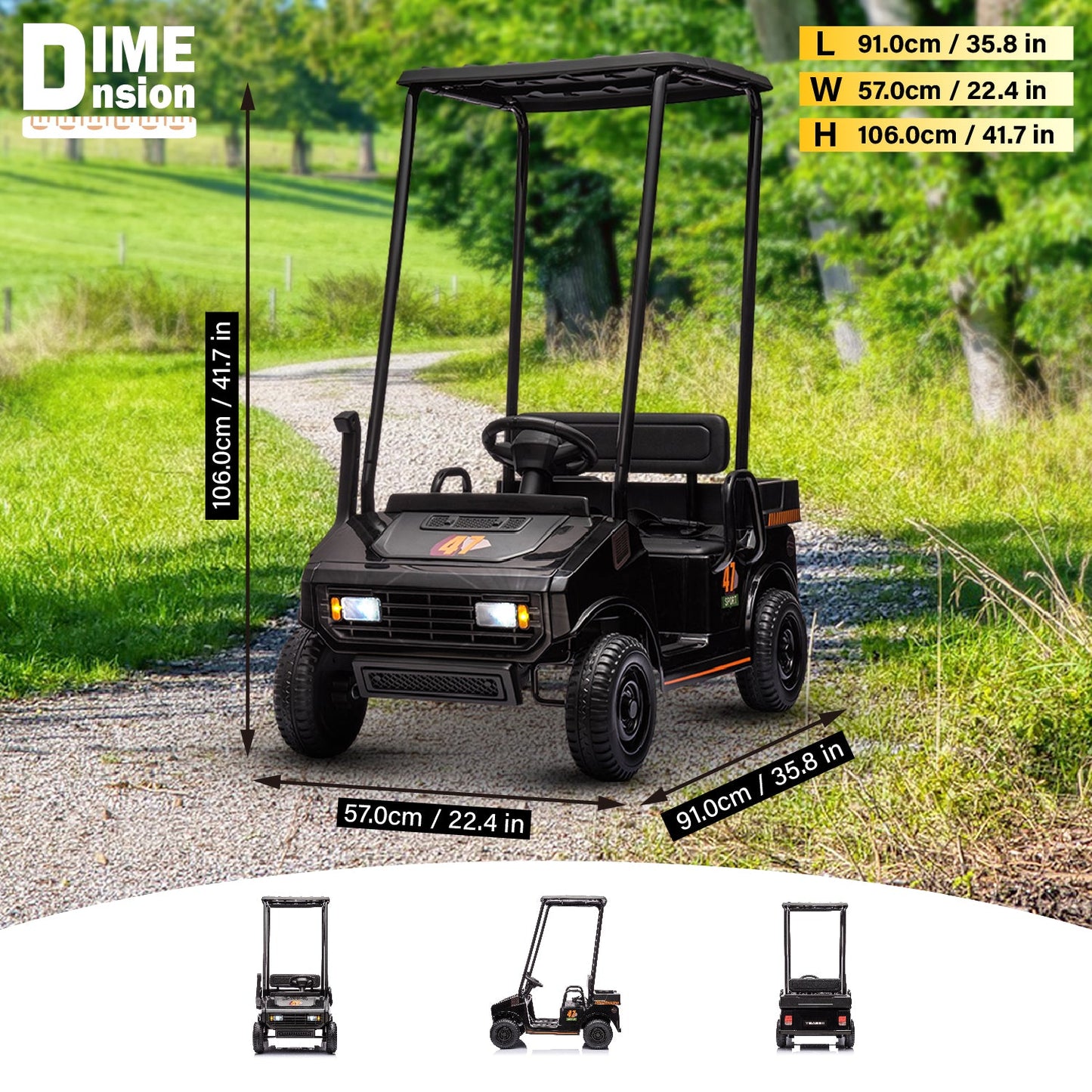 Mini Golf Pro Electric Ride-On Car for Kids with LED Lights and Remote Control