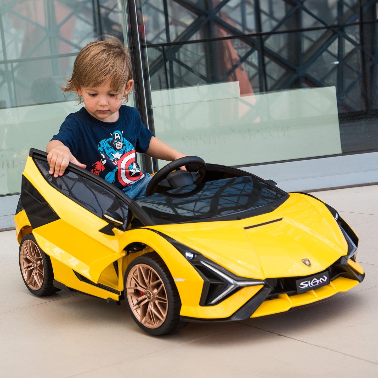 Lamborghini SIAN FKP 37 12V Ride on Car with Scissor Doors and Remote Control, Licensed