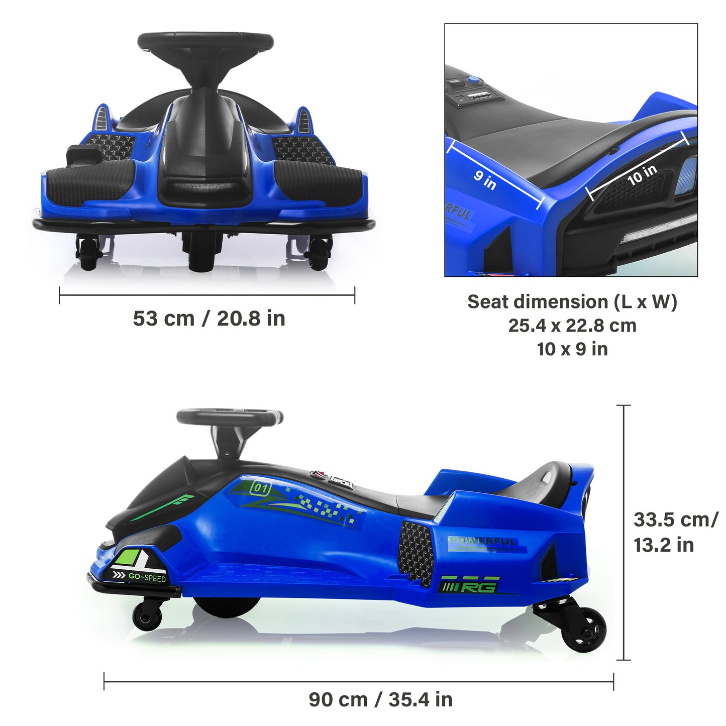 Brushless High-Speed 24V Go Kart, ThunderDrift™ Outdoor Racer Drifter with Variable Speed Throttle and Bonus Protective Gears