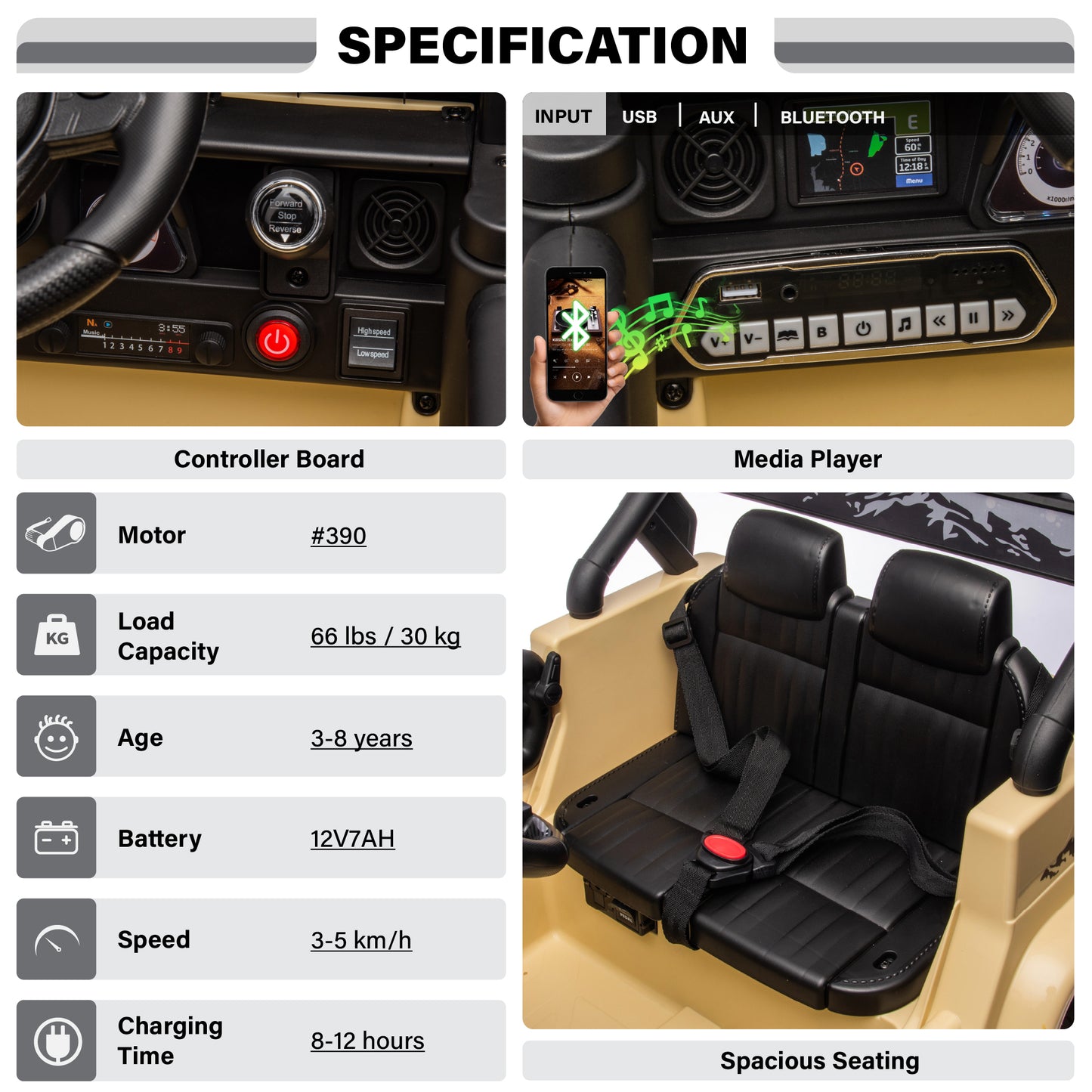 Licensed 12V Toyota FJ Cruiser Ride On Car Toy - 1 Seater | LED | Bluetooth Music | Remote & Pedal Mode