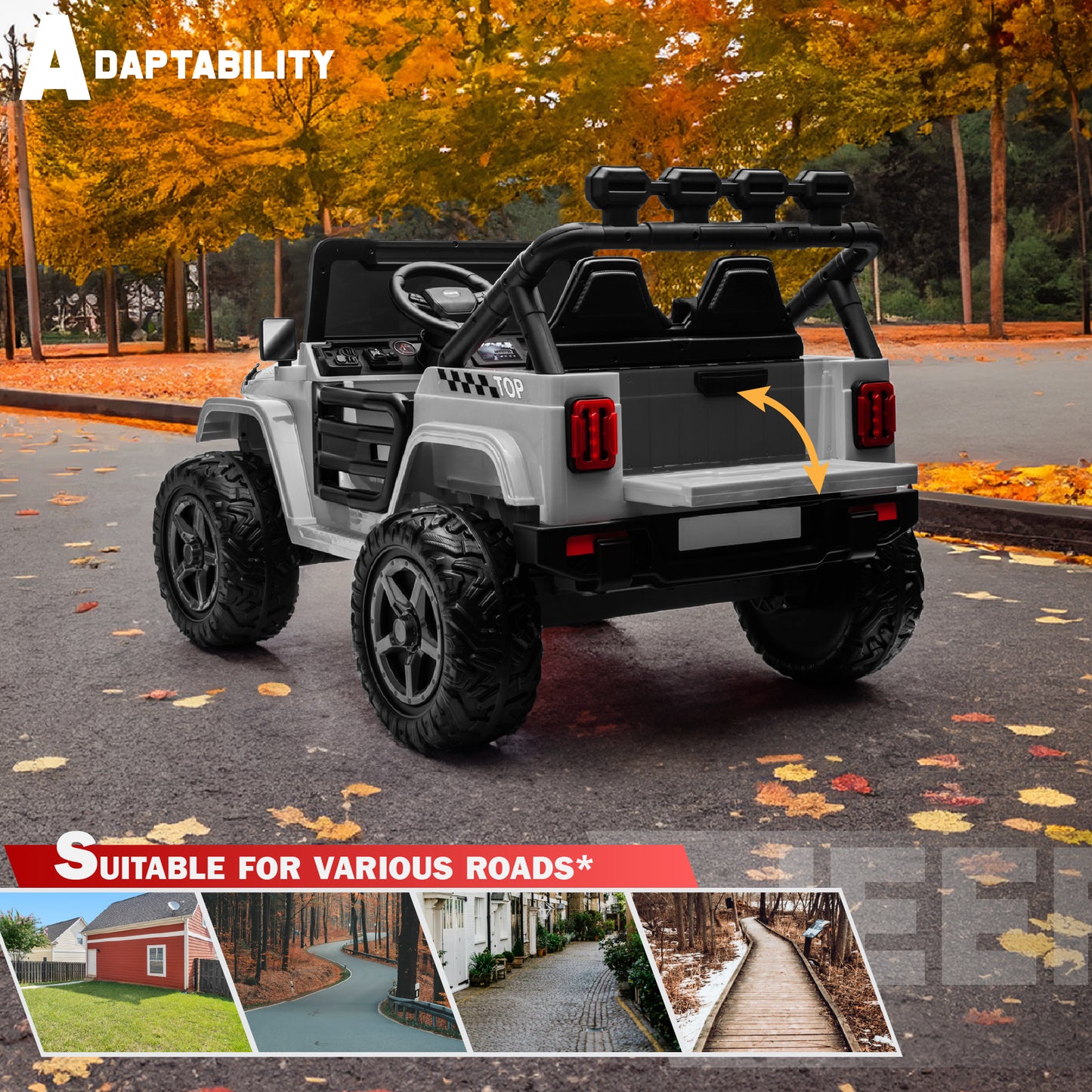 HAVOC 2 Seater Jeep 12V/24V Kids Ride On Car Toy with Open Doors, Realistic Lights and Remote Control