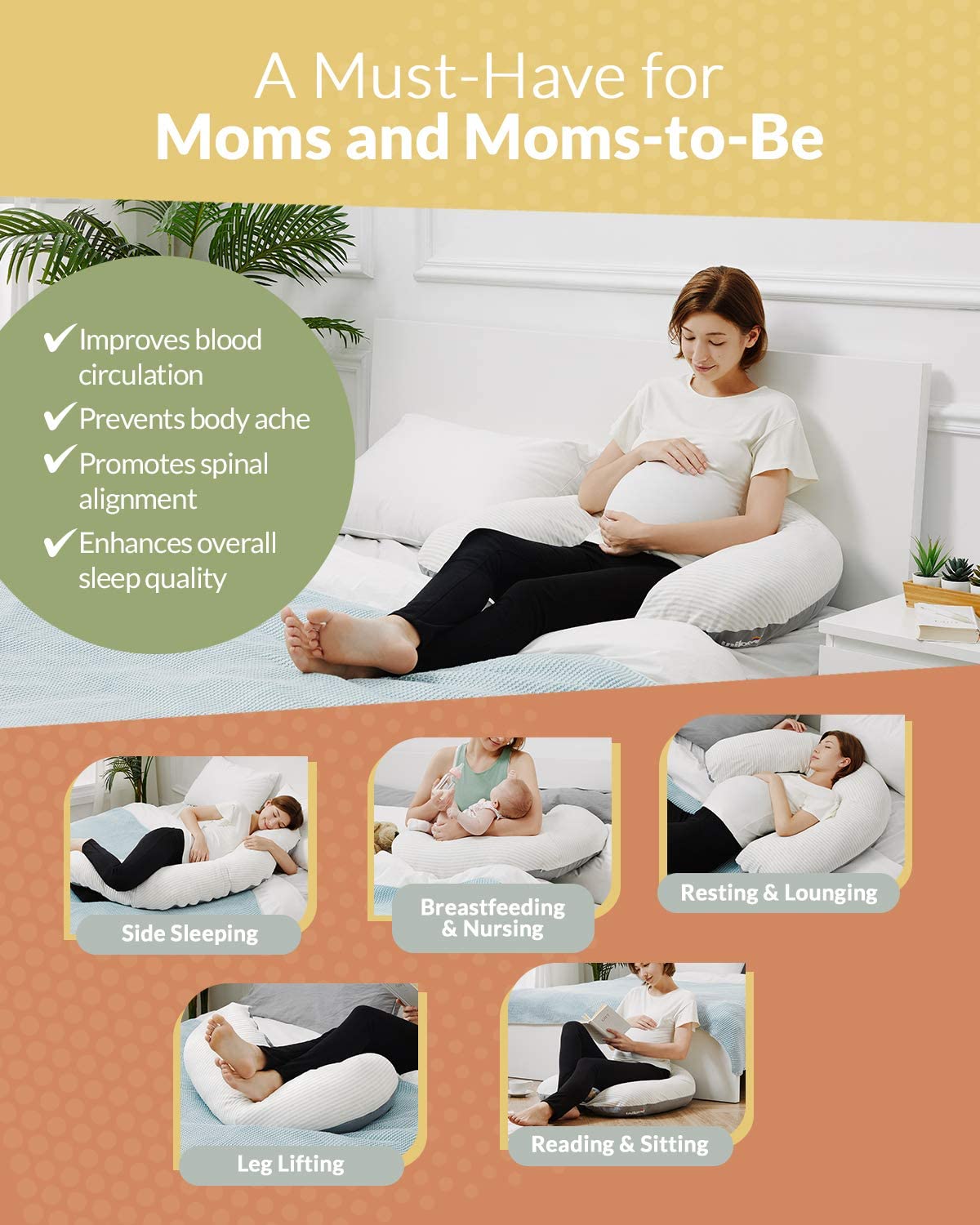 Unilove Hopo 7-in-1 Pregnancy & Nursing Pillow Gray