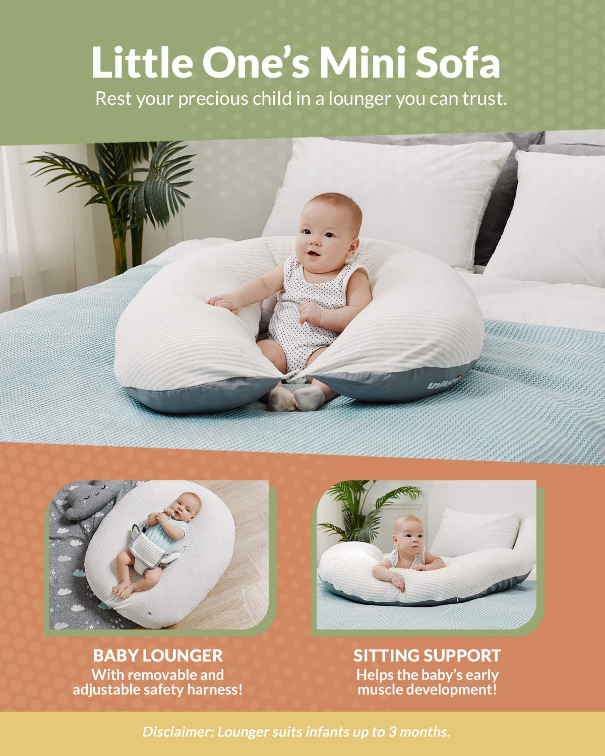 Unilove Hopo 7-in-1 Pregnancy & Nursing Pillow Gray