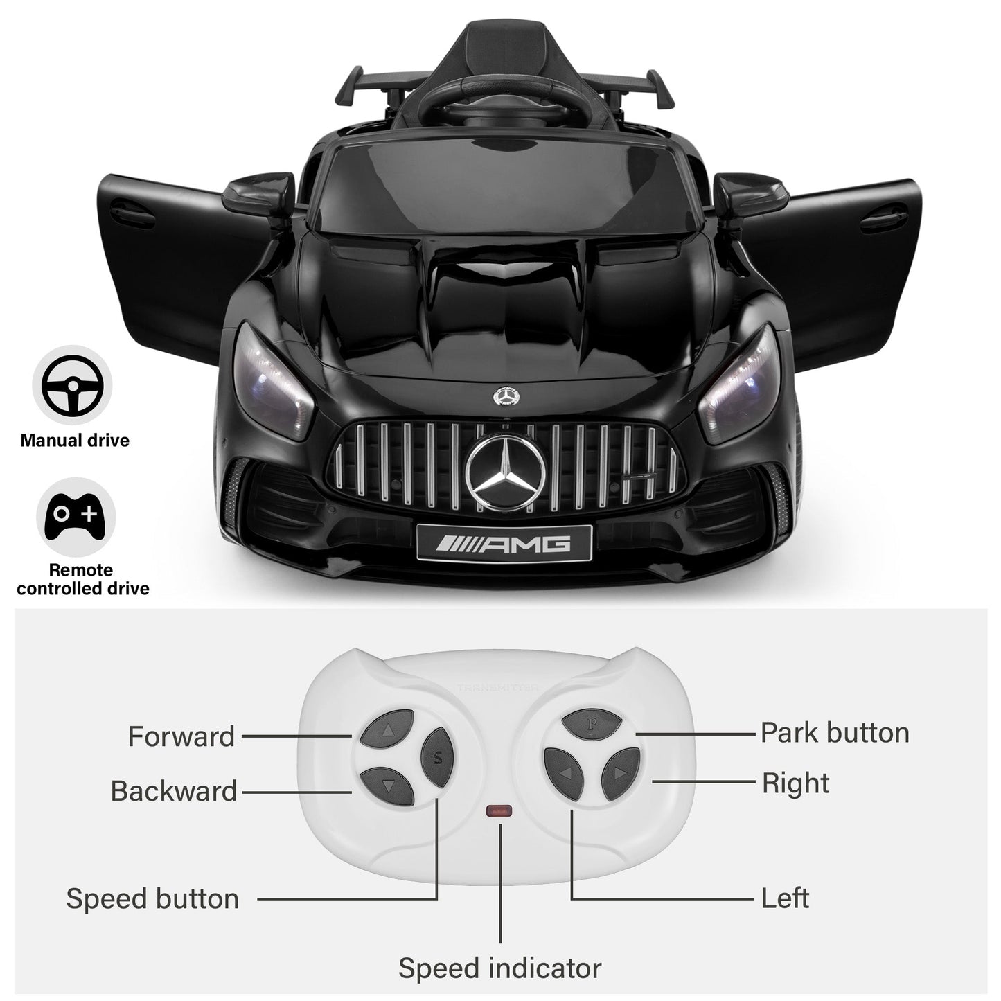 Mercedes-Benz AMG GTR with Remote Control. 1 Seater Ride on Car 12V Licensed