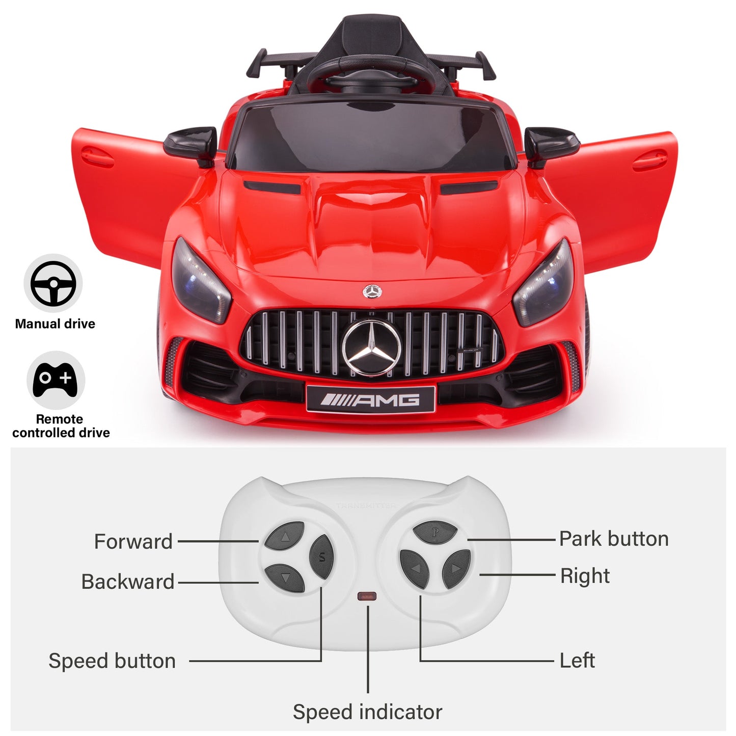 Mercedes-Benz AMG GTR with Remote Control. 1 Seater Ride on Car 12V Licensed