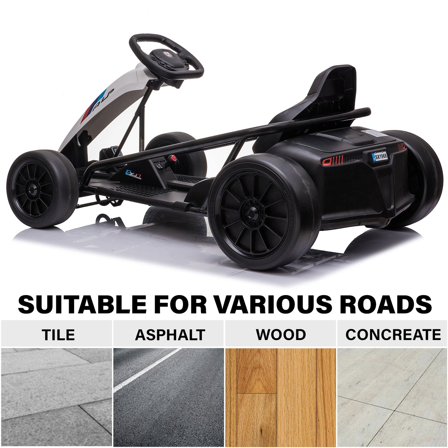 Go Kart 24V High-Speed Outdoor Racer Drifter with Seat Belt