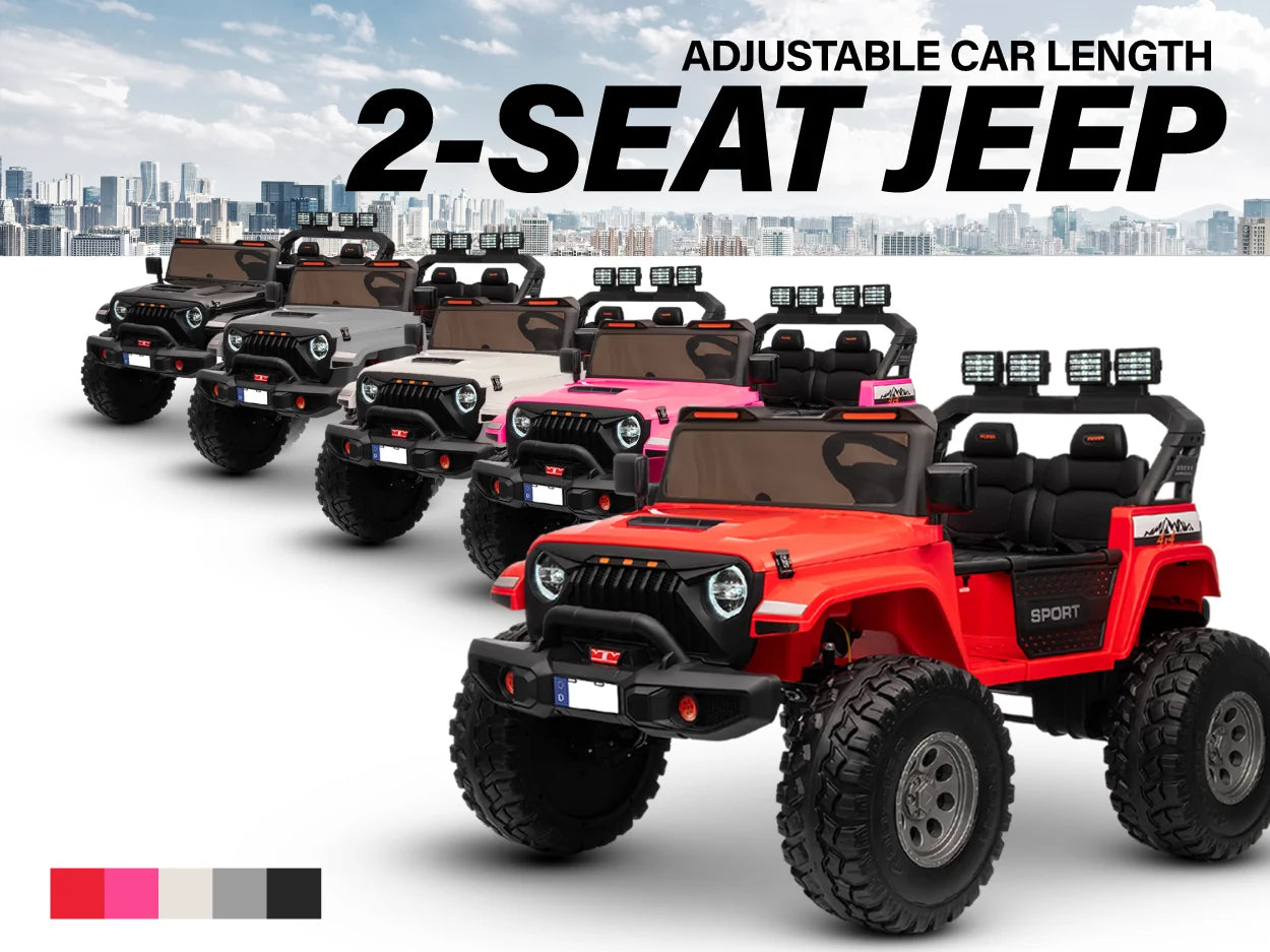 Voltz Toys adjustable-length two-seater kids ride-on Jeep available in five colours