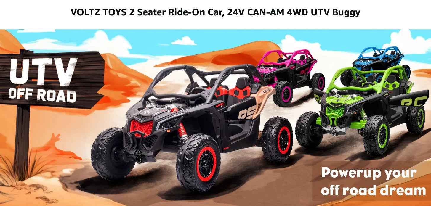 Voltz Toys 24V two-seater 4WD ride-on UTV buggy available in multiple colours