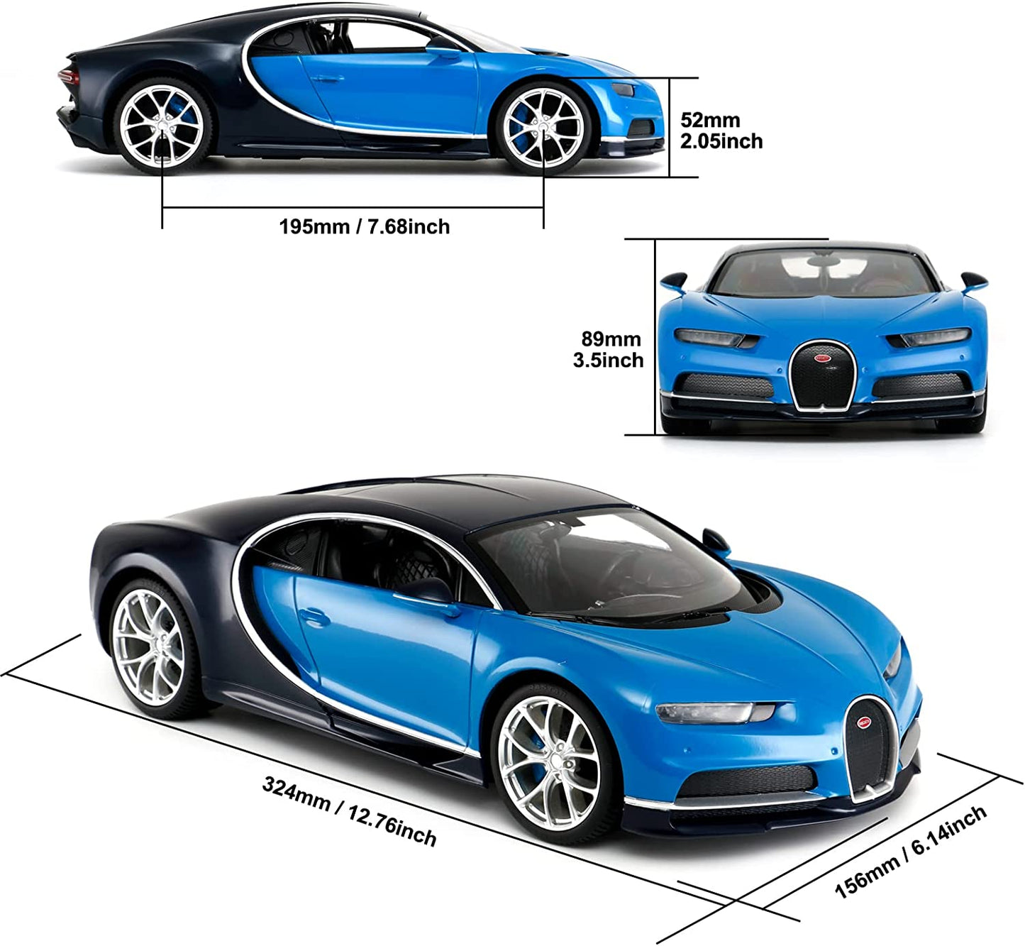 Bugatti Chiron RC Car 1/14 Scale Licensed Remote Control Toy Car with Working Lights by Rastar