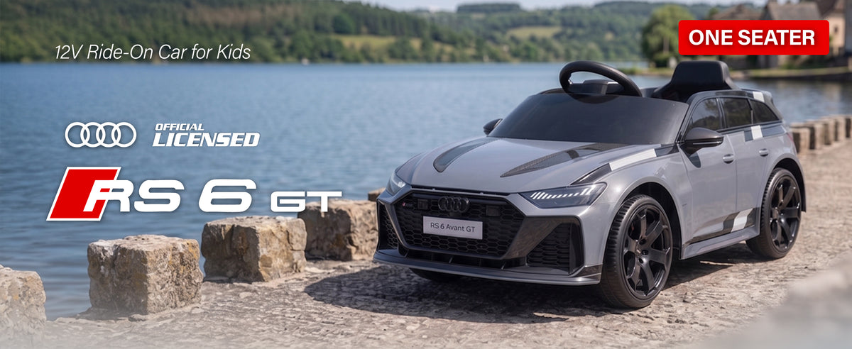 Officially licensed Audi RS 6 GT 12V single-seat kids ride-on car in grey