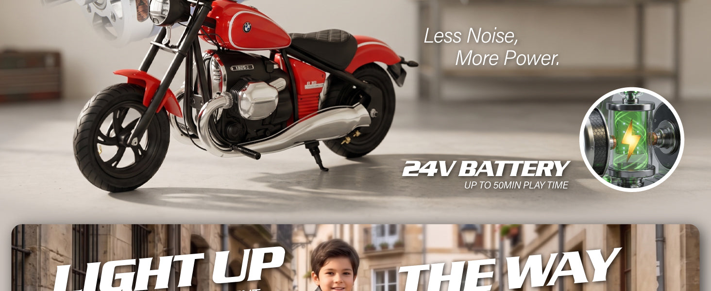 BMW R 18 Kids Electric Motorcycle with 24V Battery and Up to 50 Minutes Playtime
