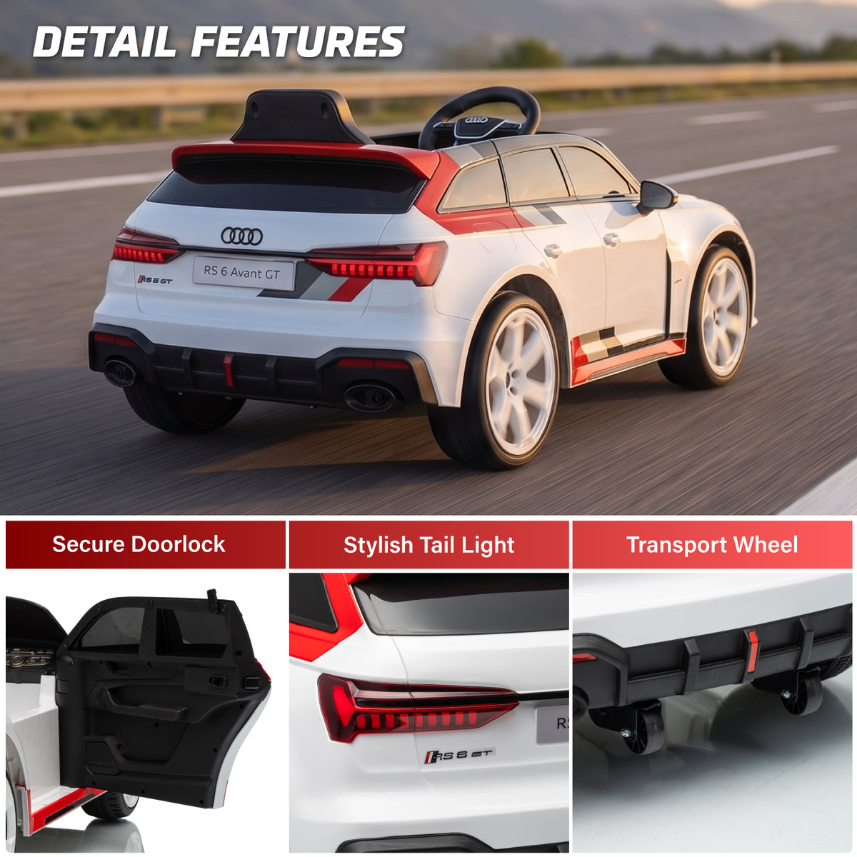 Officially Licensed Audi RS 6 Avant GT 12V Single-Seat Kids Ride-On Car with Remote Control