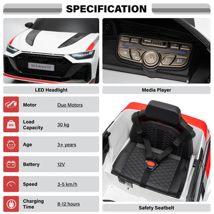 Officially Licensed Audi RS 6 Avant GT 12V Single-Seat Kids Ride-On Car with Remote Control