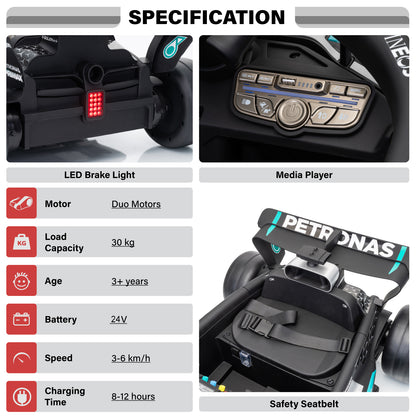 Officially Licensed Mercedes-AMG F1 W16 24V Lithium Kids Ride-On Car with Remote Control