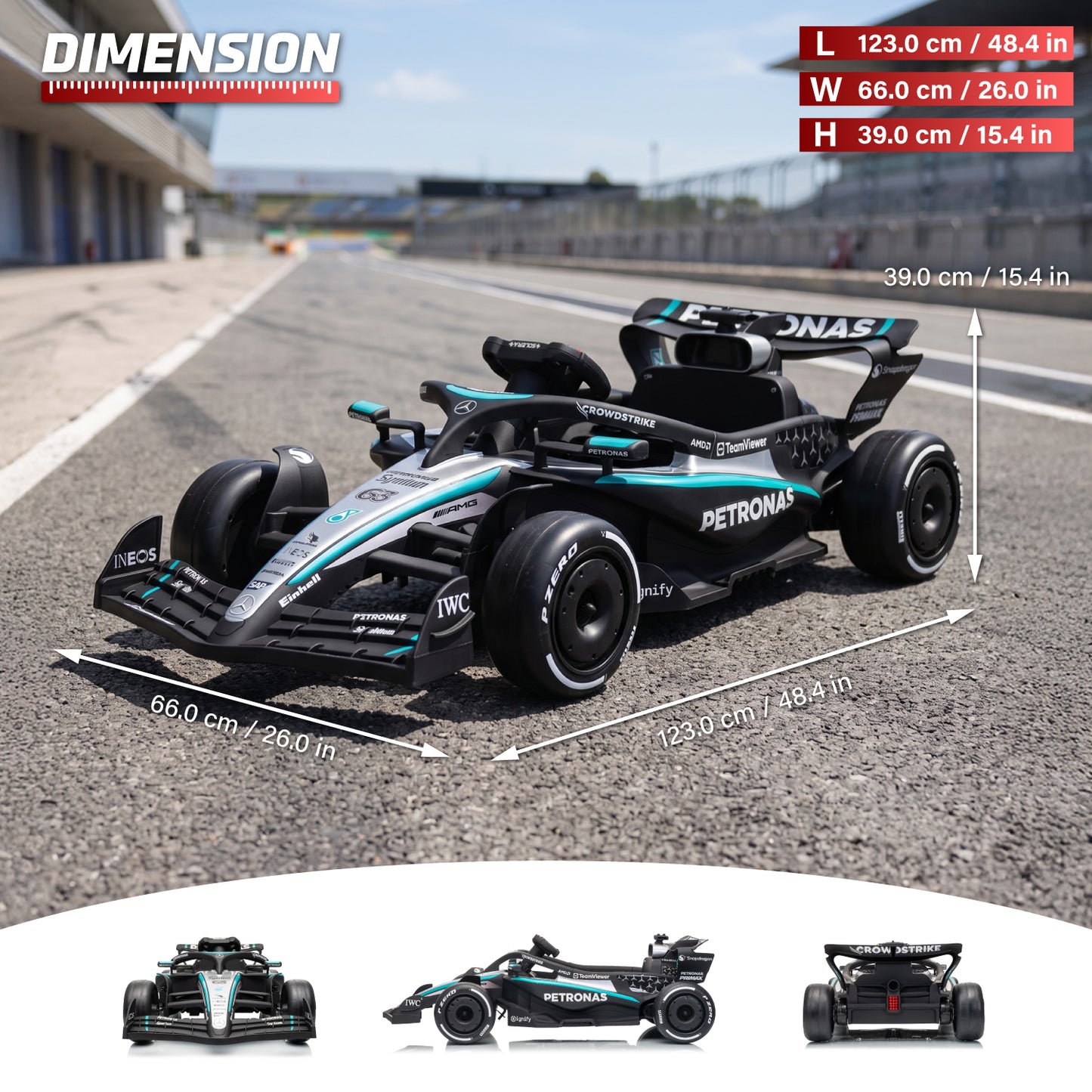 Officially Licensed Mercedes-AMG F1 W16 24V Lithium Kids Ride-On Car with Remote Control