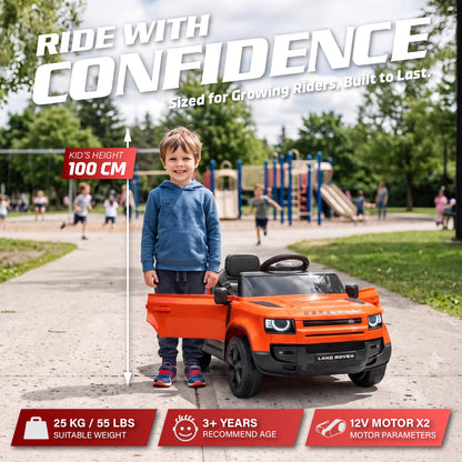 Official Licensed Land Rover Defender 110 12V Kids Ride-On Car with Parental Remote Control