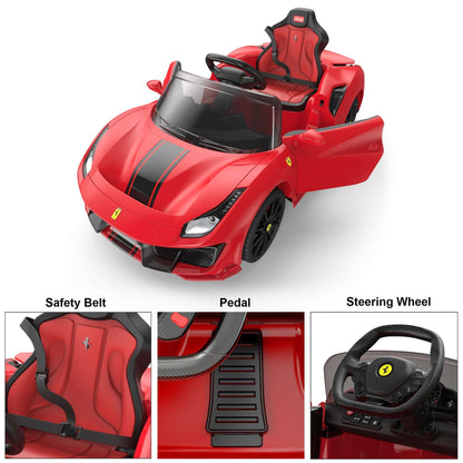 Ferrari 488 Pista Spider 12V with Leather Seat and Remote Control, Licensed