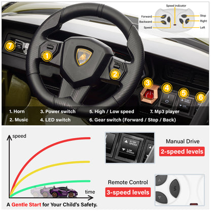 Lamborghini SIAN FKP 37 12V Ride on Car with Scissor Doors and Remote Control, Licensed
