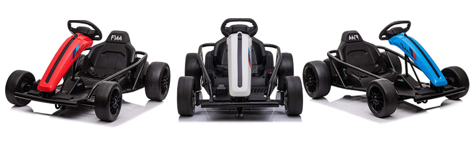 Kids electric drift go-kart available in red, white and blue