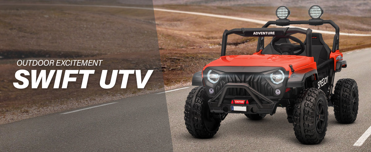 24V kids UTV ride-on car with off-road design and LED lights