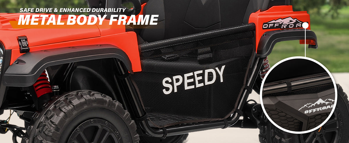 24V kids UTV ride-on car with durable metal body frame